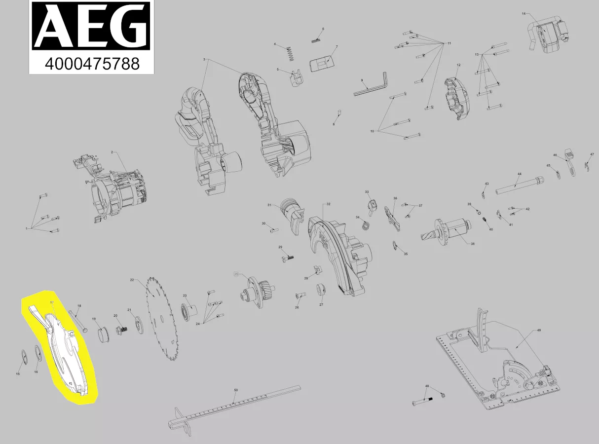 Capot pendulaire protection lame réf. 4931494008 AEG
